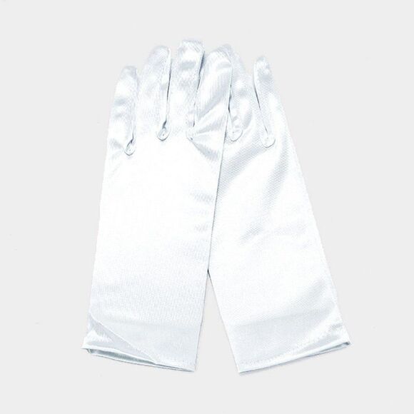 Dressy White Satin Wedding Pageant Prom Gloves - Picture 2 of 5